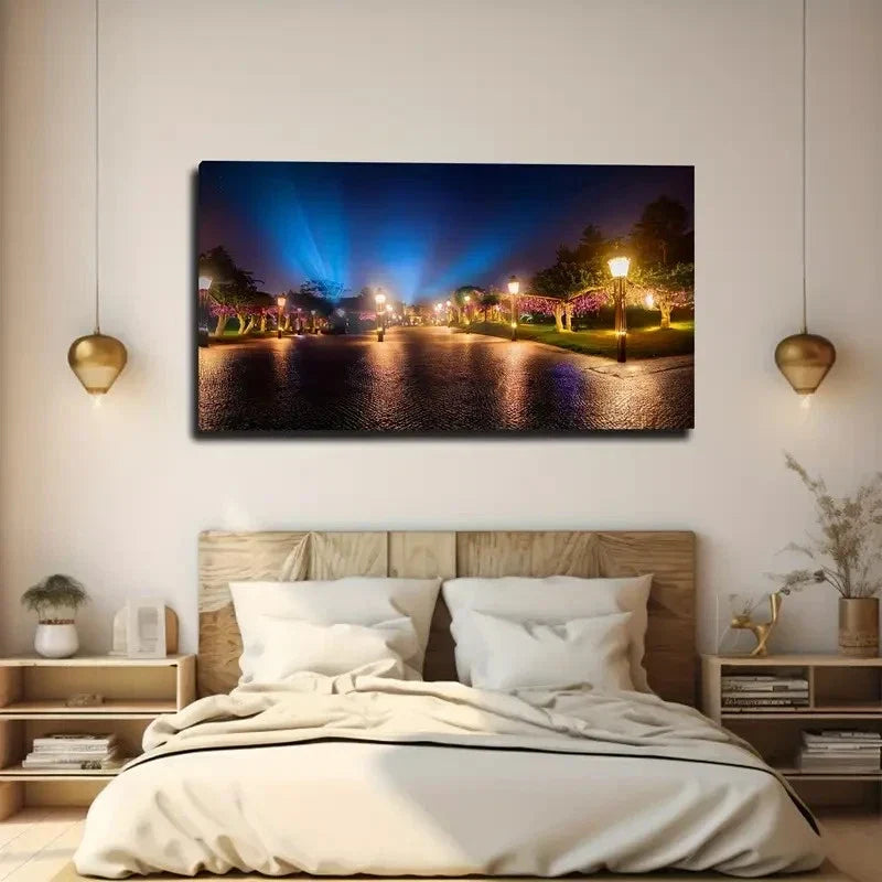 Bohemian Night City Wall Art Canvas Office Home Room Framed 80x45cm