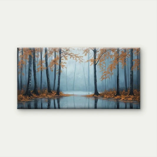 Misty Autumn Landscape Wall Art Canvas Office Home Room Framed 80x45cm