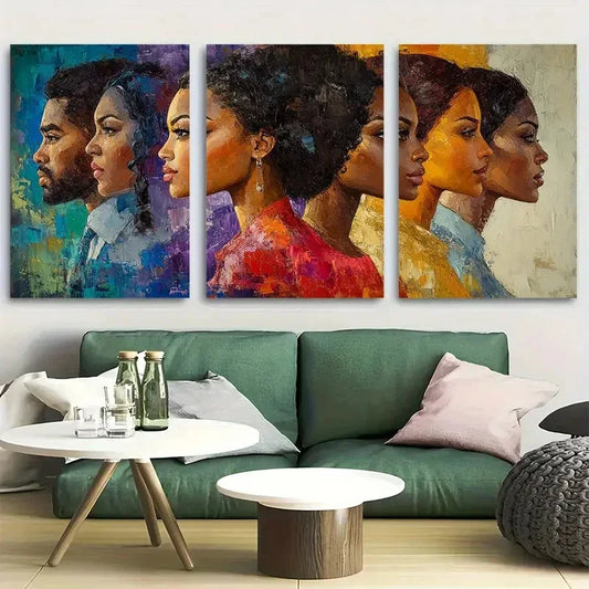 3pcs Diverse Faces in Church Gathering Metal Print Ready to Hang Art