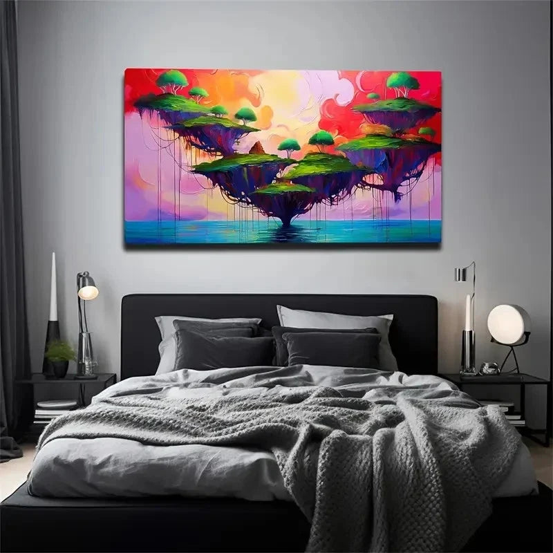 Magical Land Layered Wall Art Canvas Office Home Room Framed 80x45cm