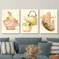 3pcs Ink Painting of Rice, Sailboats Metal Print Ready to Hang Art
