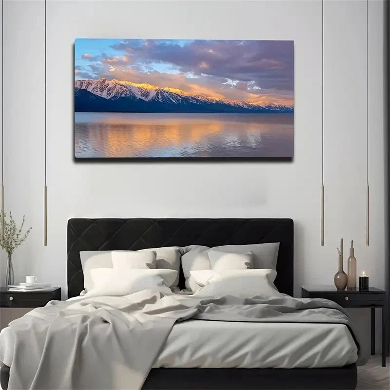 Rolling Snow Mountains Deco Wall Art Canvas Office Home Room Framed 120x60cm