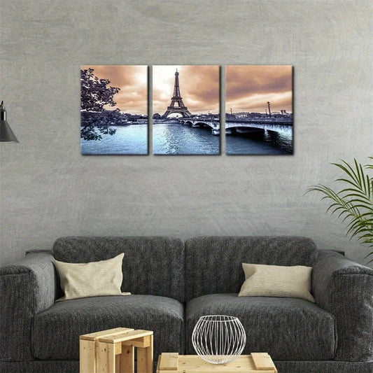 3pcs Paris Cityscape Tower City Skyline Metal Print Ready to Hang Art