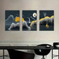 3pcs  Elk Jumping in Moonlight Landscape,  Metal Print Ready to Hang Art