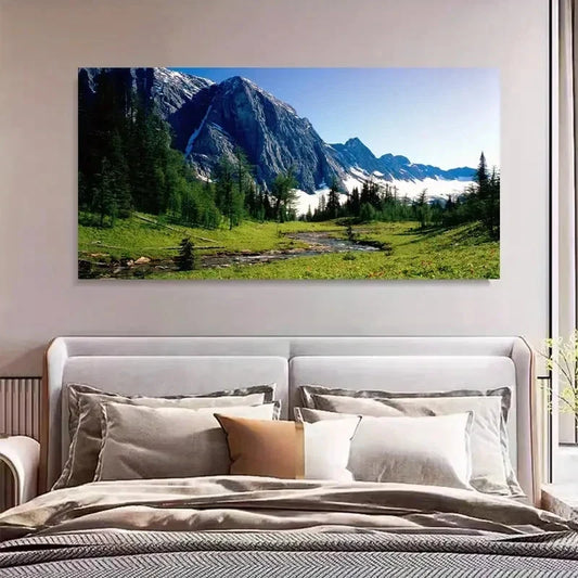 Perfect Park Snowy Mountain Wall Art Canvas Office Home Room Framed 120x60cm