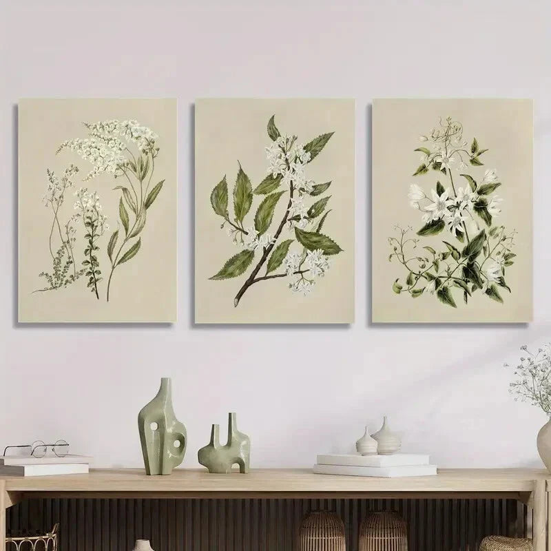 3pcs Vintage Floral Botanical Clematis Metal Print Ready to Hang Art