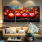 3pcs Apples with Autumn Leaves Metal Print Ready to Hang Art