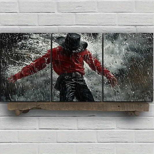 3pcs Dancer in the Rain Modern Dance Artwork Metal Print Ready to Hang Art