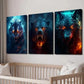 3pcs Angry Tiger Wolf Bear Animal Wall Art Set Canvas Framed 40x60cm - High Quality Print 100% Australian Made Wall Canvas Ready to Hang