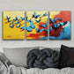 3pcs Vibrant Blue Butterflies Colorful Sweet Wall Art Set Canvas Framed 40x60cm - High Quality Print 100% Australian Made Wall Canvas Ready to Hang