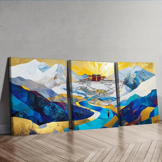 3pcs   Featuring The Potala Palace Wall Art Set Canvas Framed 40x60cm - High Quality Print 100% Australian Made Wall Canvas Ready to Hang