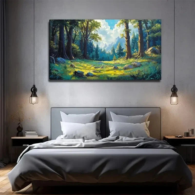 Mountain Scenery Decor Wall Art Canvas Office Home Room Framed 80x45cm