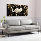 White Cat Lying on Golden Leave Wall Art Canvas Office Home Room Framed 120x60cm