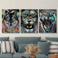 3pcs Vibrant wildlife art, angry animals Metal Print Ready to Hang Art