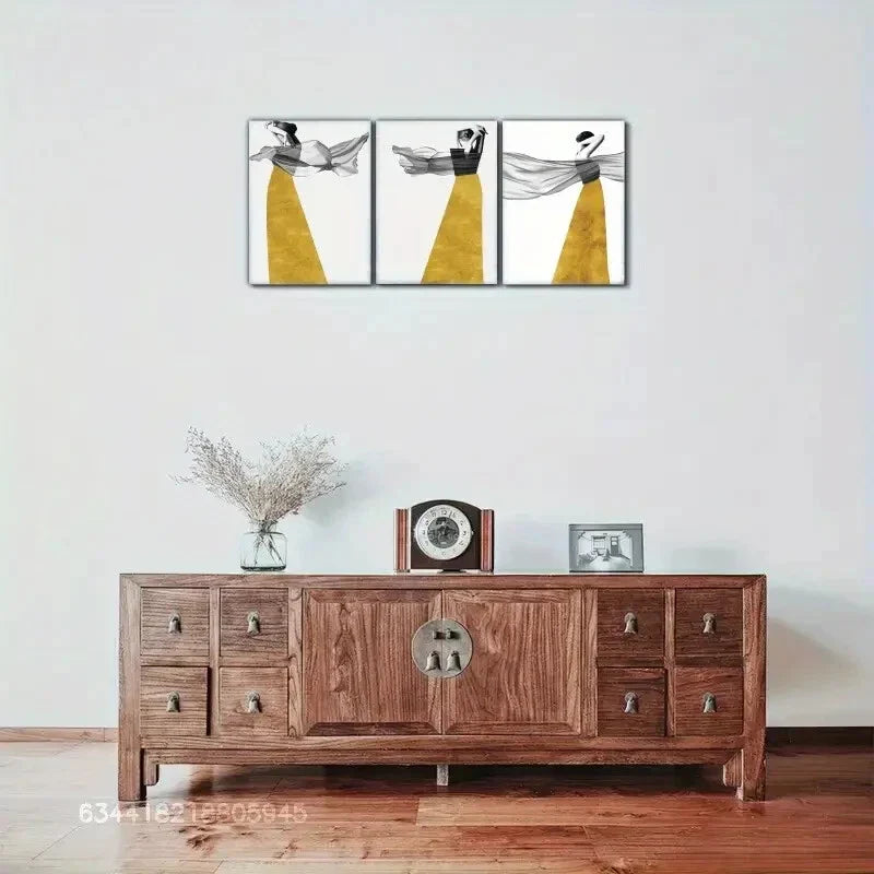 3pcs Graceful Spatial Artistic Display, Character Metal Print Ready to Hang Art