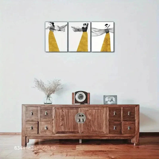 3pcs Graceful Spatial Artistic Display, Character Metal Print Ready to Hang Art
