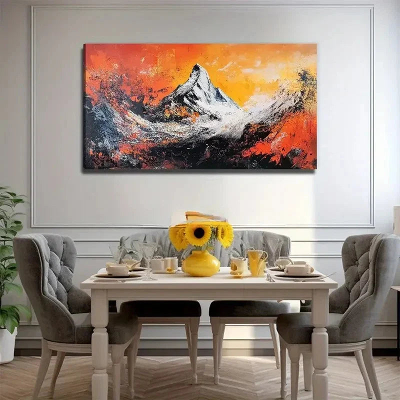 Majestic Snowy Mountain Wall Art Canvas Office Home Room Framed 80x45cm
