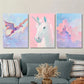 3pcs pink dragon painting, pink unicorn, pink Metal Print Ready to Hang Art