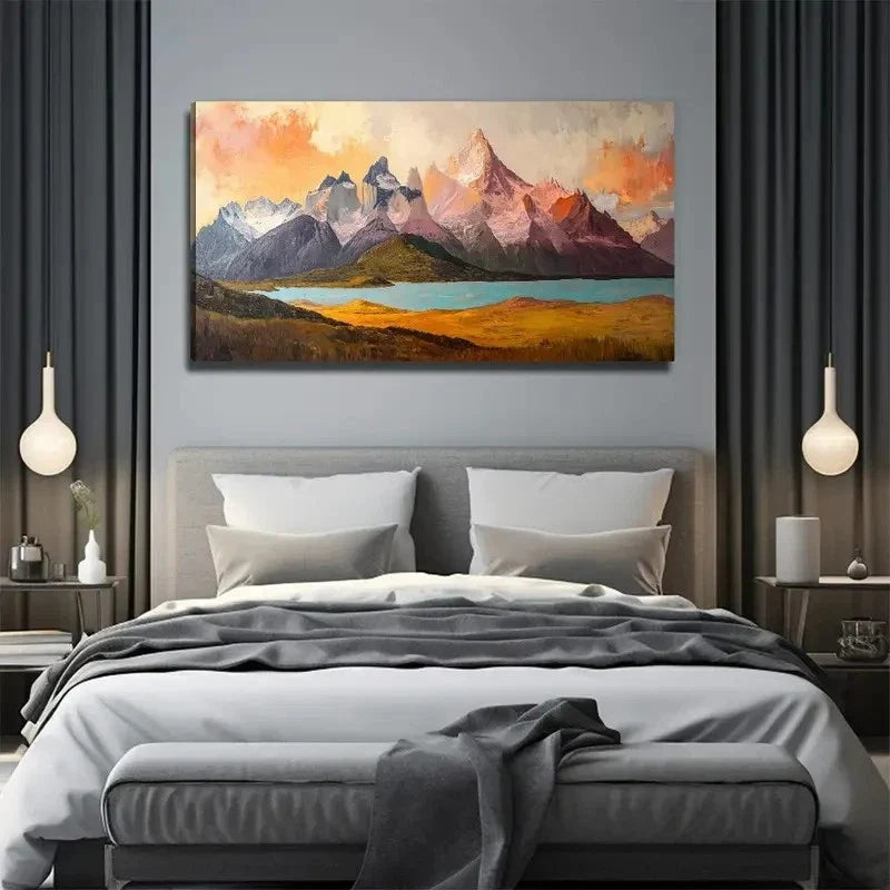 Mountain River Beautiful Wall Art Canvas Office Home Room Framed 120x60cm