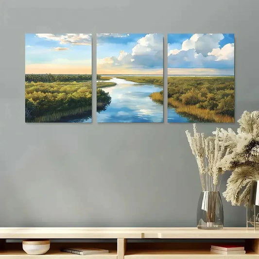3pcs Everglades National Park Triptych Vibrant Metal Print Ready to Hang Art