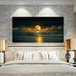 Moonlit Beac wall canvas office home room framed 120x60cm