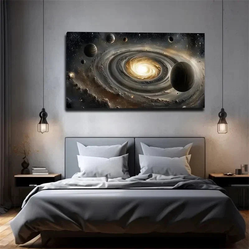Minimalist Celestial Starry Sky Wall Art Canvas Office Home Room Framed 80x45cm