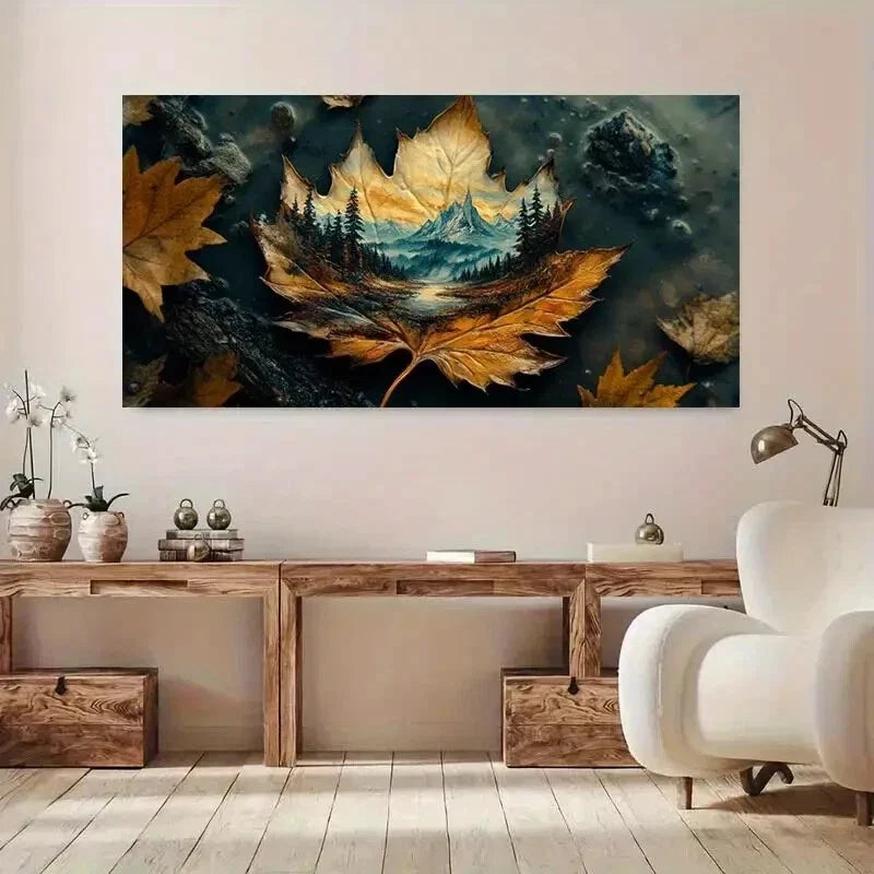 Foliage Mountain Lake wall canvas office home room framed 120x60cm