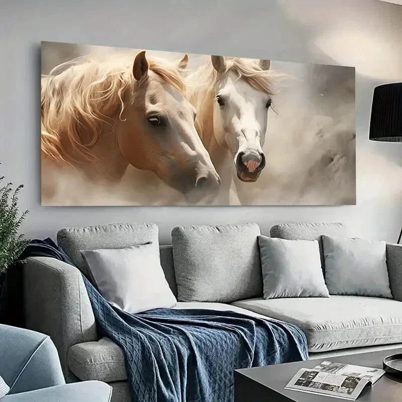 Two Galloping Horse Desert wall canvas office home room framed 120x60cm