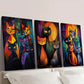 3pcs   Abstract Cat Fantasy Colors Wall Art Set Canvas Framed 40x60cm - High Quality Print 100% Australian Made Wall Canvas Ready to Hang