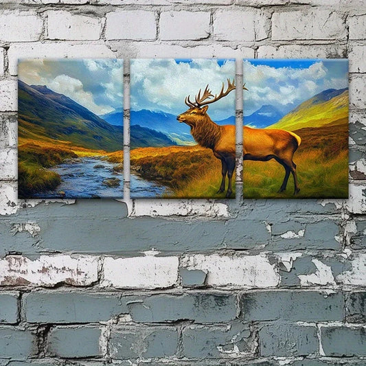 3pcs Scottish Highland River Natural Elegant Metal Print Ready to Hang Art
