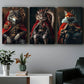 3pcs Majestic Animal Wolves Cat Foxes Red & Golden Metal Print Ready to Hang Art