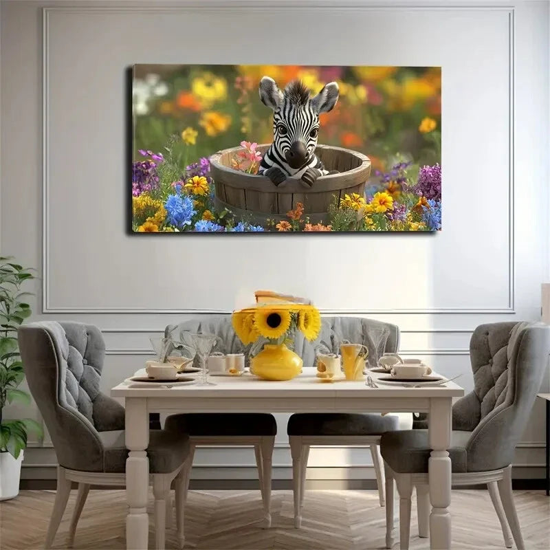 Bucket Vibrant Wildflowers Wall Art Canvas Office Home Room Framed 120x60cm