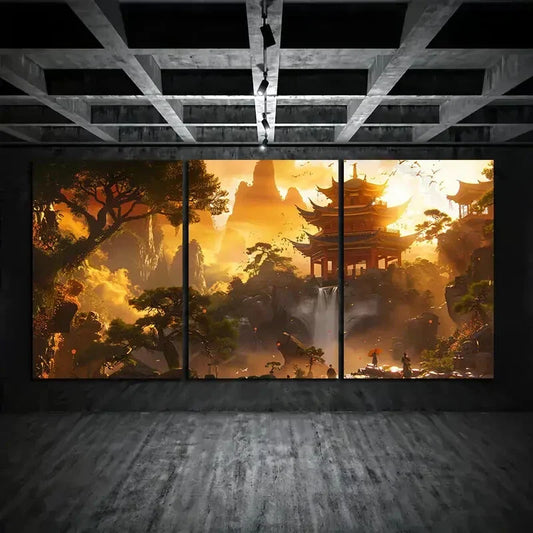3pcs Nature Wildlife Trees Sunrise Metal Print Ready to Hang Art
