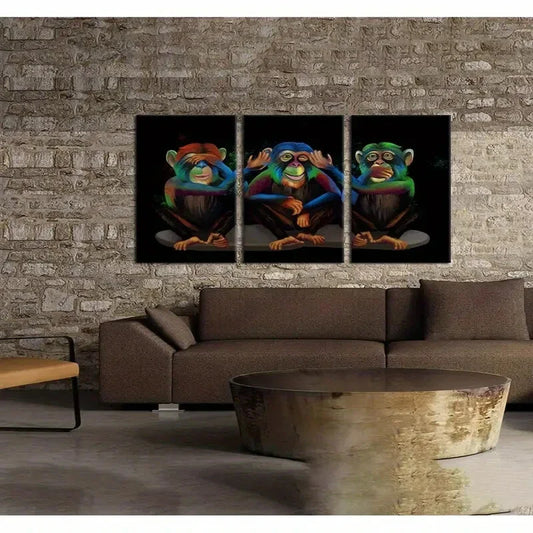 3pcs  See No Evil Hear No Evil Speak No Evil  Metal Print Ready to Hang Art