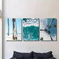3pcs Surfing Seaside Palm Trees Metal Print Ready to Hang Art