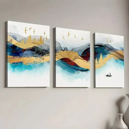 3pcs Light Luxury Style Modern Abstract Wall Art Set Canvas Framed 40x60cm - High Quality Print 100% Australian Made Wall Canvas Ready to Hang