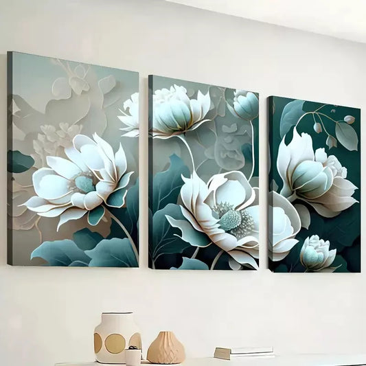 3pcs Featuring Abstract Floral Stunning Print    Wall Art Set Canvas Framed 40x60cm - High Quality Print 100% Australian Made Wall Canvas Ready to Hang