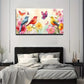 Three Colorful Birds Flowering Wall Art Canvas Office Home Room Framed 120x60cm