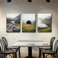 3pcs Misty Lake and Flower Field Cabin Perfect Wall Art Set Canvas Framed 40x60cm - High Quality Print 100% Australian Made Wall Canvas Ready to Hang