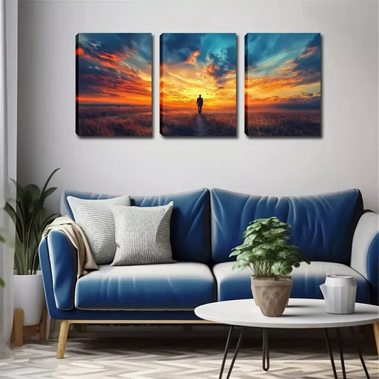 3pcs The Sky, A Lone Person  Wall Art Set Canvas Framed 40x60cm - High Quality Print 100% Australian Made Wall Canvas Ready to Hang