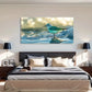 White Heron Tranquil Nature Wall Art Canvas Office Home Room Framed 120x60cm