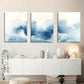 3pcs Abstract Watercolor Blue Waves Design Metal Print Ready to Hang Art