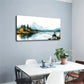 Mountains and Trees Fishing Wall Art Canvas Office Home Room Framed 120x60cm