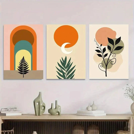 3pcs Modern Abstract Boho Style Metal Print Ready to Hang Art