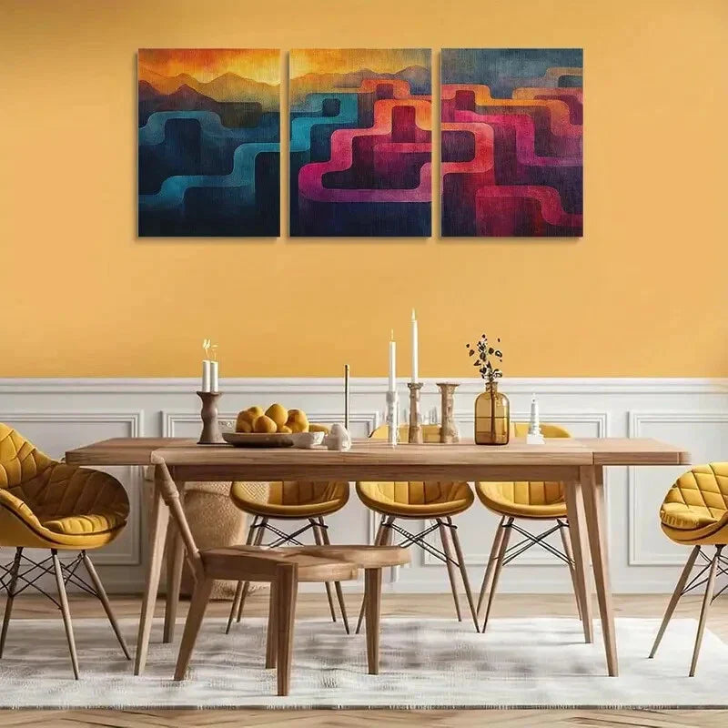 3pcs Colorful Geometric Shapes Metal Print Ready to Hang Art