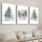3pcs Reindeer in the Forest & Christmas Tree Wall Art Set Canvas Framed 40x60cm - High Quality Print 100% Australian Made Wall Canvas Ready to Hang