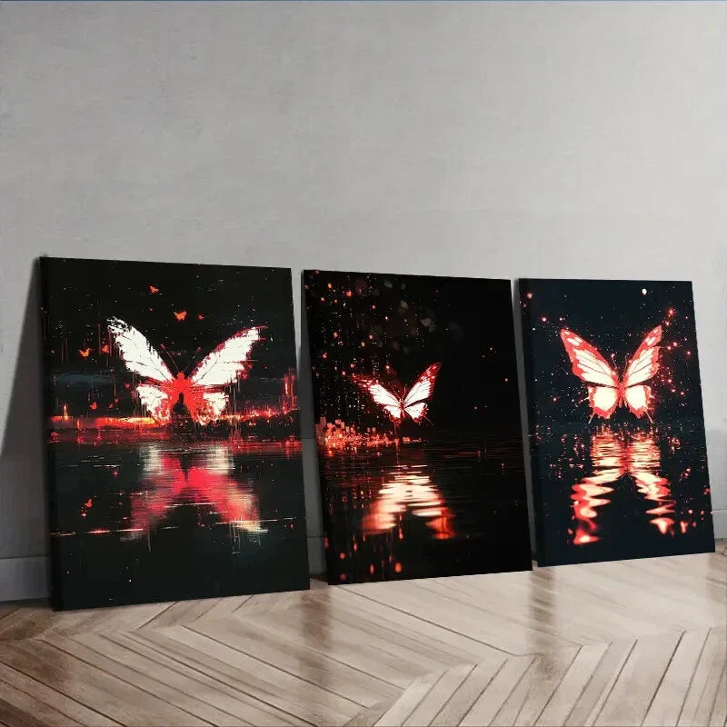 3pcs Butterfly fault art (7)  Wall Art Set Canvas Framed 40x60cm - High Quality Print 100% Australian Made Wall Canvas Ready to Hang
