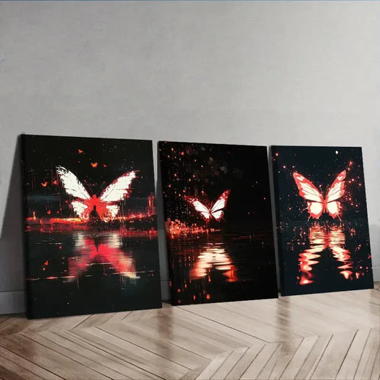 3pcs Butterfly fault art (7)  Wall Art Set Canvas Framed 40x60cm - High Quality Print 100% Australian Made Wall Canvas Ready to Hang