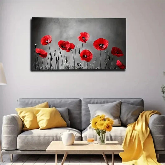 Abstract Blooming Flowers Wall Art canvas office home room framed 120x60cm