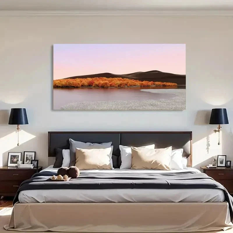 Autumn Sky Over Tranquil Hills Wall Art Canvas Office Home Room Framed 80x45cm